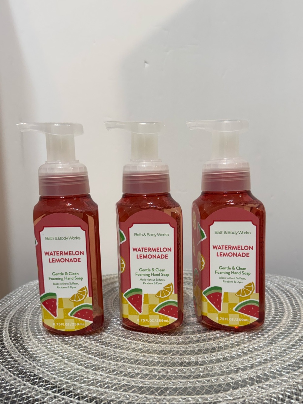 BBW Watermelon Lemonade Foaming Hand Soap Set of 3 NWT